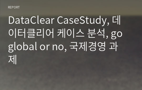 DataClear CaseStudy, 데이터클리어 케이스 분석, go global or no, 국제경영 과제