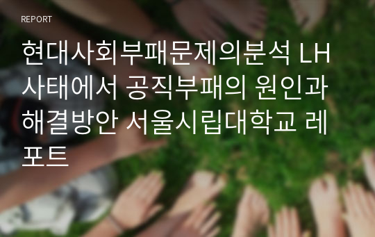 현대사회부패문제의분석 LH 사태에서 공직부패의 원인과 해결방안 서울시립대학교 A+ 만점 레포트