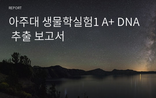 아주대 생물학실험1 A+ DNA 추출 보고서