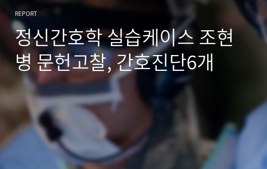 정신간호학 실습케이스 조현병 문헌고찰, 간호진단6개