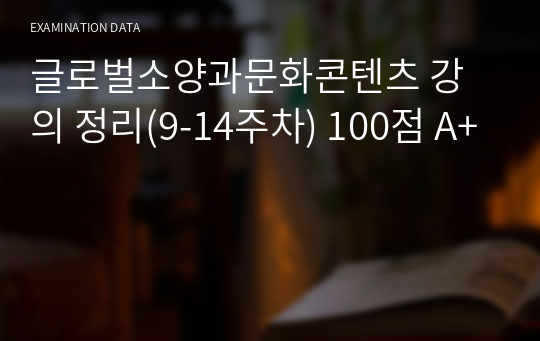 글로벌소양과문화콘텐츠 강의 정리(9-14주차) 100점 A+