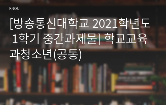 [방송통신대학교 2021학년도 1학기 중간과제물] 학교교육과청소년(공통)