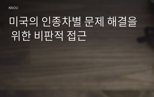 미국의 인종차별 문제 해결을 위한 비판적 접근