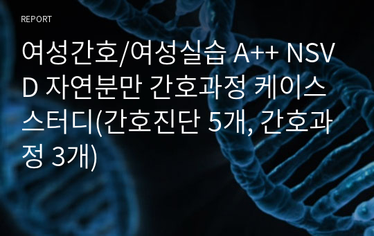 여성간호/여성실습 A++ NSVD 자연분만 간호과정 케이스스터디(간호진단 5개, 간호과정 3개)