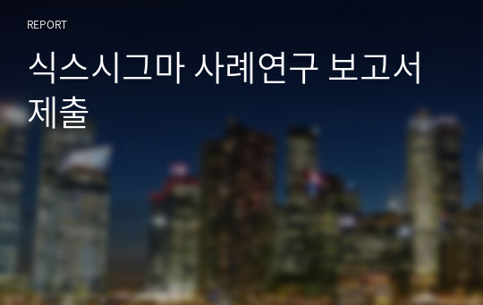 &lt;과제 점수 100점, 맨 마지막장에 사진 인증있습니다.&gt; 식스시그마 사례연구 보고서 제출