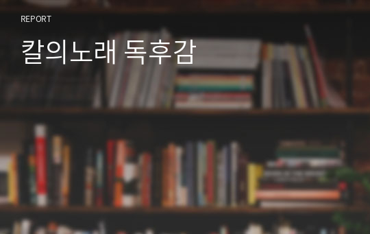 [독후감/A+] 칼의노래 (김훈)