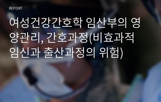 여성건강간호학 임산부의 영양관리, 간호과정(비효과적 임신과 출산과정의 위험)