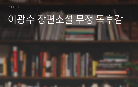 한국 현대소설 고전문학 이광수 &lt;무정&gt; 독후감