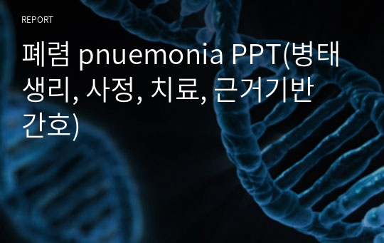 폐렴 pnuemonia PPT(병태생리, 사정, 치료, 근거기반 간호)