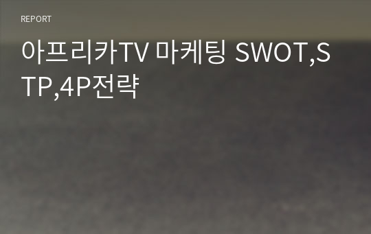 아프리카TV 마케팅 SWOT,STP,4P전략