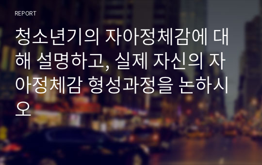 청소년기의 자아정체감에 대해 설명하고, 실제 자신의 자아정체감 형성과정을 논하시오