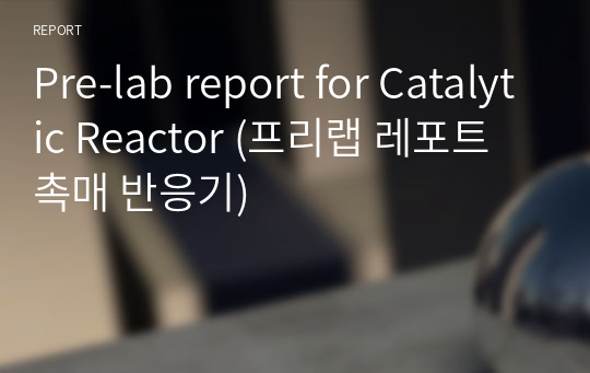 [A+] Pre-lab report for Catalytic Reactor (프리랩 레포트 촉매 반응기)