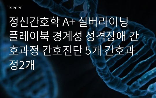 정신간호학 A+ 실버라이닝 플레이북 경계성 성격장애 간호과정 간호진단 5개 간호과정2개