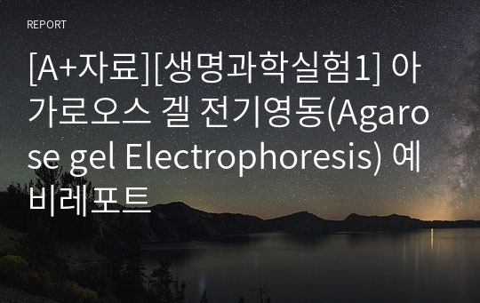 [A+자료][생명과학실험1] 아가로오스 겔 전기영동(Agarose gel Electrophoresis) 예비레포트