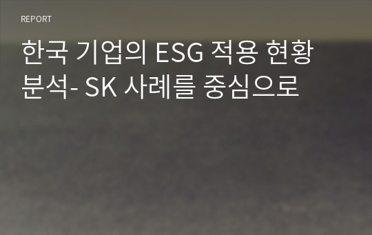 한국 기업의 ESG 적용 현황 분석- SK 사례를 중심으로