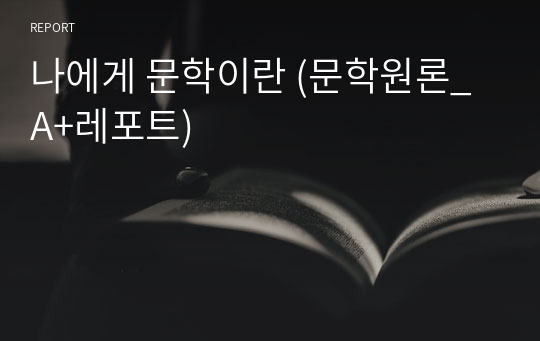 나에게 문학이란 (문학원론_A+레포트)