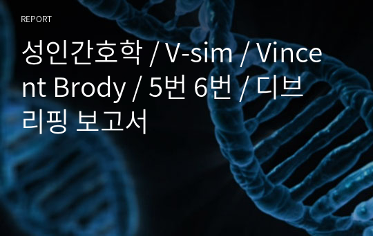 성인간호학 / V-sim / Vincent Brody / 5번 6번 / 디브리핑 보고서