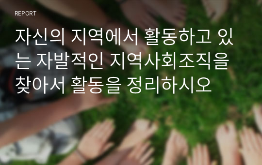 자신의 지역에서 활동하고 있는 자발적인 지역사회조직을 찾아서 활동을 정리하시오