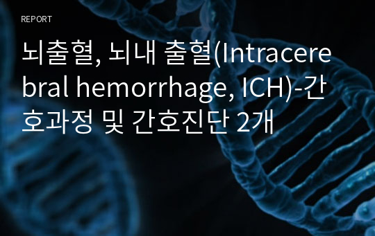 뇌출혈, 뇌내 출혈(Intracerebral hemorrhage, ICH)-간호과정 및 간호진단 2개