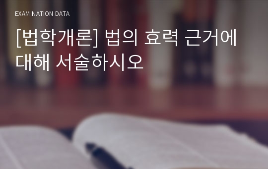 [법학개론] 법의 효력 근거에 대해 서술하시오