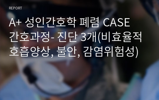 A+ 성인간호학 폐렴 CASE 간호과정- 진단 3개(비효율적호흡양상, 불안, 감염위험성)