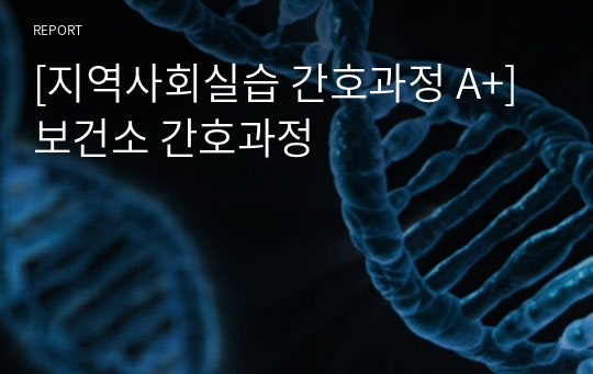 [지역사회실습 간호과정 A+] 보건소 간호과정