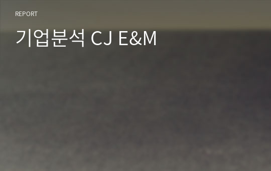 기업분석 CJ E&amp;M