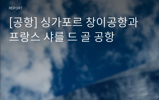 [공항] 싱가포르 창이공항과 프랑스 샤를 드 골 공항