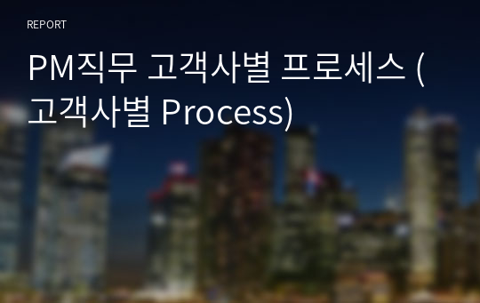 PM직무 고객사별 프로세스 (고객사별 Process)