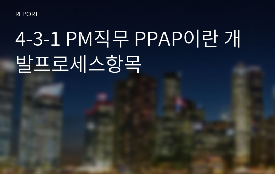 4-3-1 PM직무 PPAP이란 개발프로세스항목