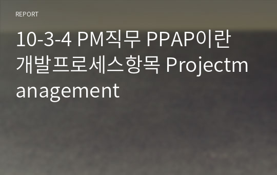 10-3-4 PM직무 PPAP이란 개발프로세스항목 Projectmanagement