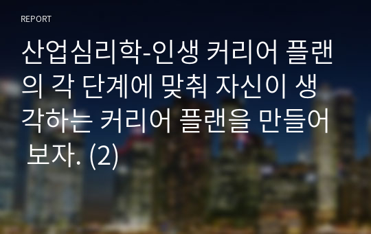 산업심리학-인생 커리어 플랜의 각 단계에 맞춰 자신이 생각하는 커리어 플랜을 만들어 보자. (2)