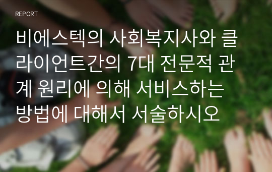 비에스텍의 사회복지사와 클라이언트간의 7대 전문적 관계 원리에 의해 서비스하는 방법에 대해서 서술하시오