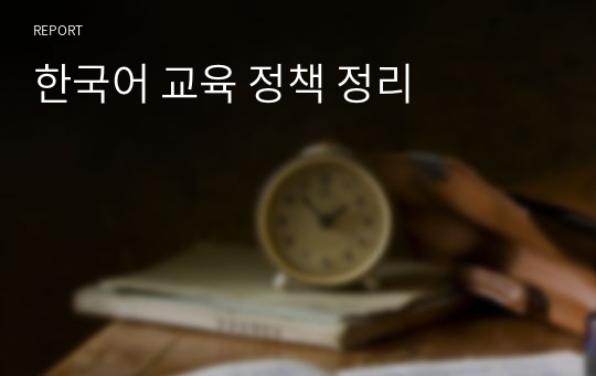 한국어 교육 정책 정리