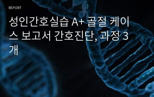 성인간호실습 A+ 골절 케이스 보고서 간호진단, 과정 3개