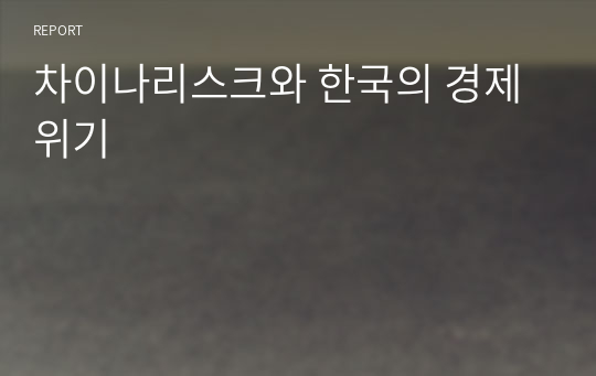 차이나리스크와 한국의 경제위기
