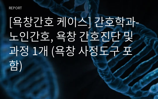 [욕창간호 케이스] 간호학과-노인간호, 욕창 간호진단 및 과정 1개 (욕창 사정도구 포함)