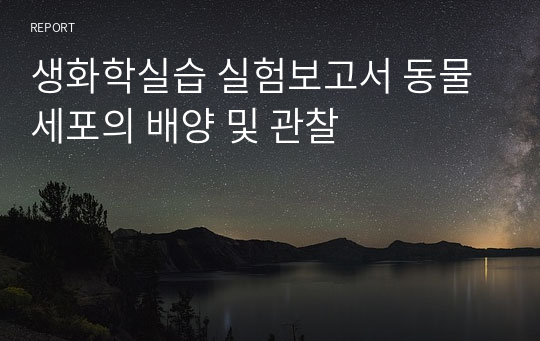 생화학실습 실험보고서 동물세포의 배양 및 관찰