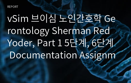 vSim 브이심 노인간호학 Gerontology Sherman Red Yoder, Part 1 5단계, 6단계 Documentation Assignments, Guided Reflection Questions