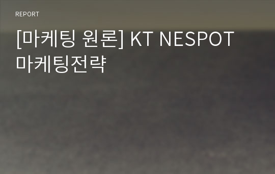 [마케팅 원론] KT NESPOT 마케팅전략