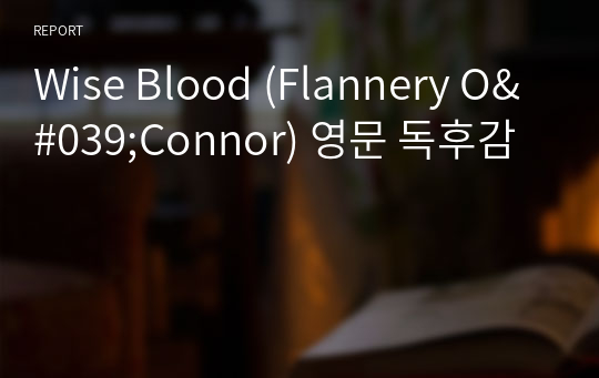 Wise Blood (Flannery O&#039;Connor) 영문 독후감