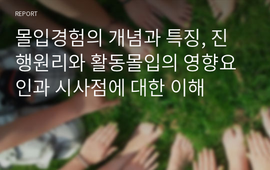 몰입경험의 개념과 특징, 진행원리와 활동몰입의 영향요인과 시사점에 대한 이해