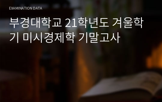 부경대학교 21학년도 겨울학기 미시경제학 기말고사