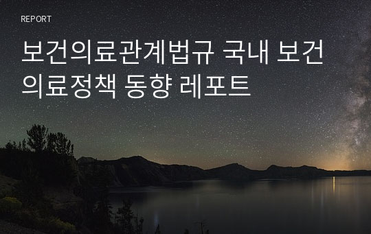 보건의료관계법규 국내 보건의료정책 동향 레포트