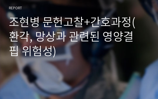 조현병 문헌고찰+간호과정(환각, 망상과 관련된 영양결핍 위험성)