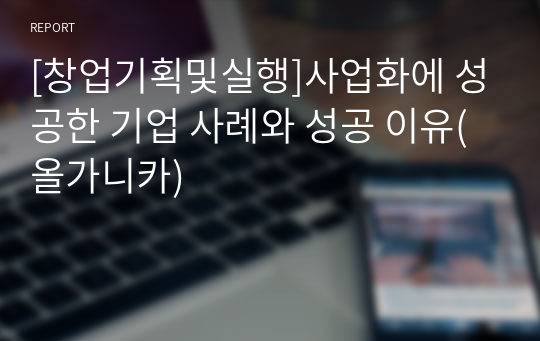 [창업기획및실행]사업화에 성공한 기업 사례와 성공 이유(올가니카)