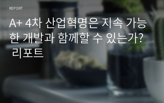 A+ 4차 산업혁명은 지속 가능한 개발과 함께할 수 있는가? 리포트