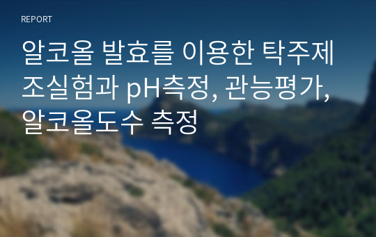 알코올 발효를 이용한 탁주제조실험과 pH측정, 관능평가, 알코올도수 측정