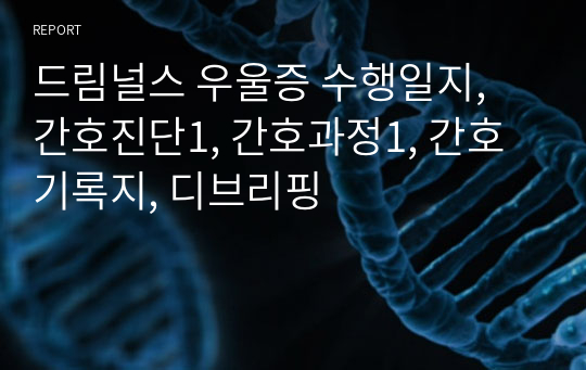 드림널스 우울증 수행일지, 간호진단1, 간호과정1, 간호기록지, 디브리핑