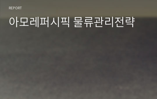 아모레퍼시픽 물류관리전략